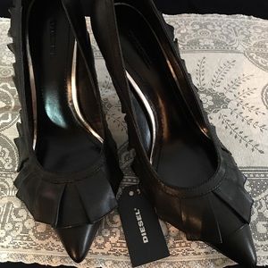 AWESOME DIESEL BLACK LEATHER GOTHIC COSPLAY SHOES